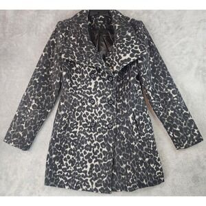 by & by Jacket Womens Medium Leopard Print Pea Coat with Matching Gloves